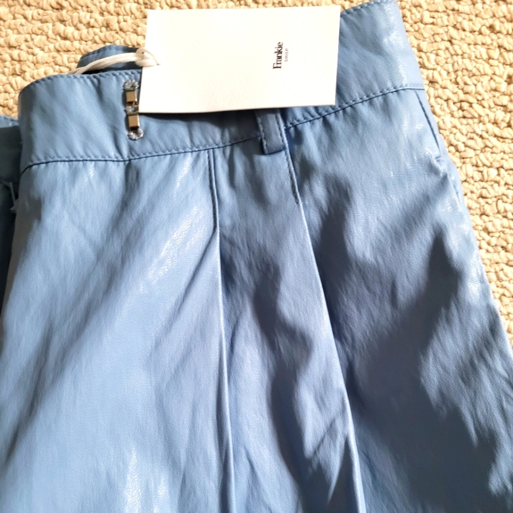 The Frankie Shop Blue Faux Leather Shorts